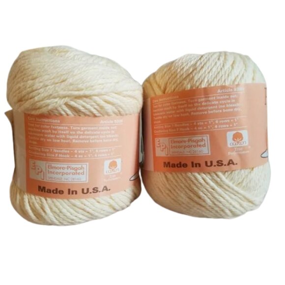 Vintage 100% Cotton Cream Yarn from Peaches and Creme 4ply Set Of 2! - Picture 4 of 11